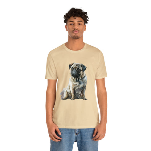 Loving Pug in Watercolor - Short Sleeve Tee